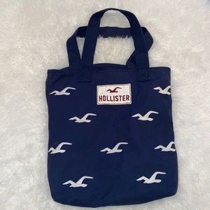 Hollister navy blue canvas tote bag